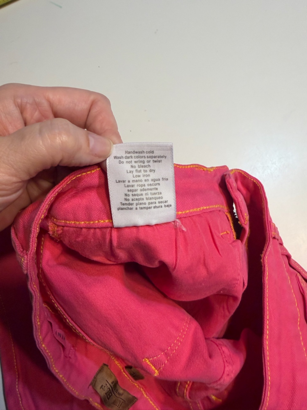 Judy Blue XL pink Jean shorts yellow stitching - Picture 9 of 9